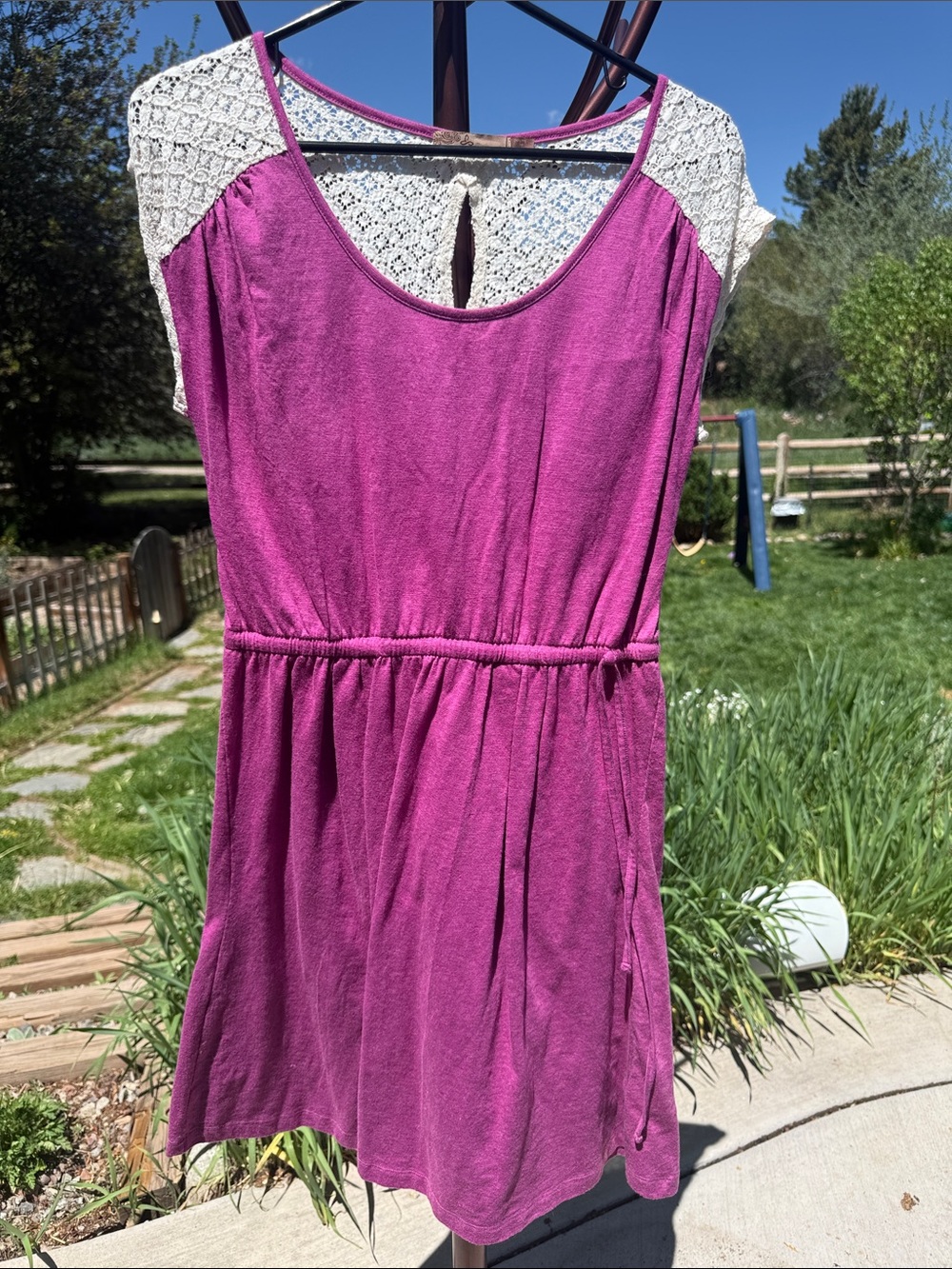 Prana Magenta Lace-Accent Dress